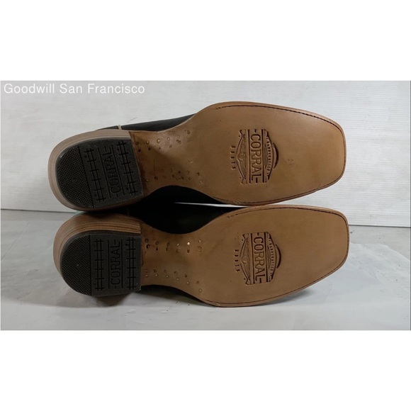 Corral Black/Blue Embroidery Pull Holes Square Toe Western Boots Women US 11 NWT - Picture 4 of 6